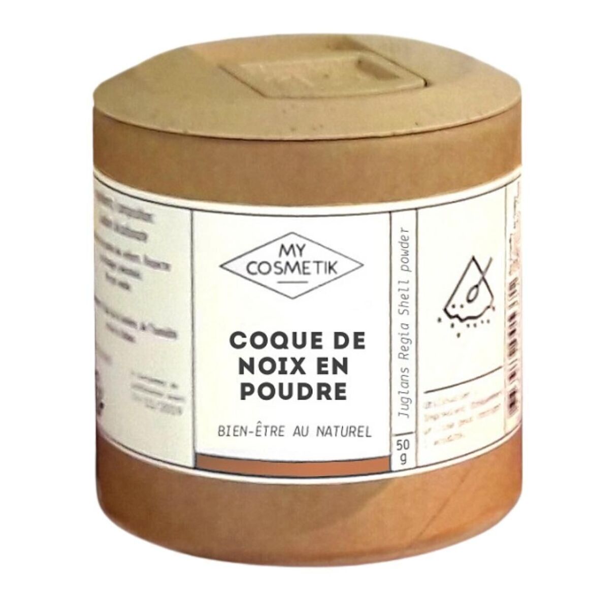 Coque de noix en poudre - 50 g - en pot végétal - MyCosmetik