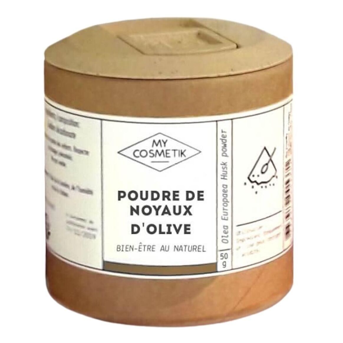 Poudre de noyaux d'olive - 50 g - en pot végétal - MyCosmetik